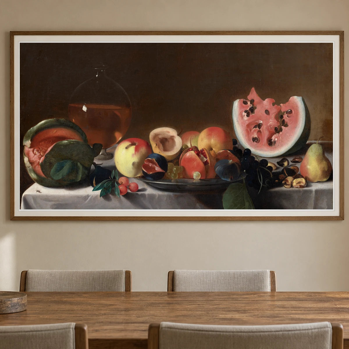 Still Life With Fruit And Carafe 1939.1.159 — Famous Paintings shown in a styled interior