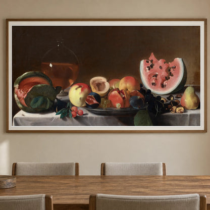Still Life With Fruit And Carafe 1939.1.159 — Famous Paintings shown in a styled interior