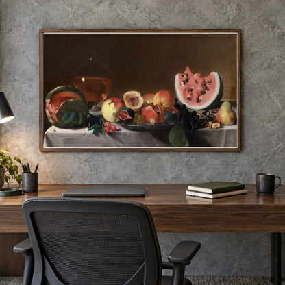 Still Life With Fruit And Carafe 1939.1.159 — Famous Paintings shown in a styled interior