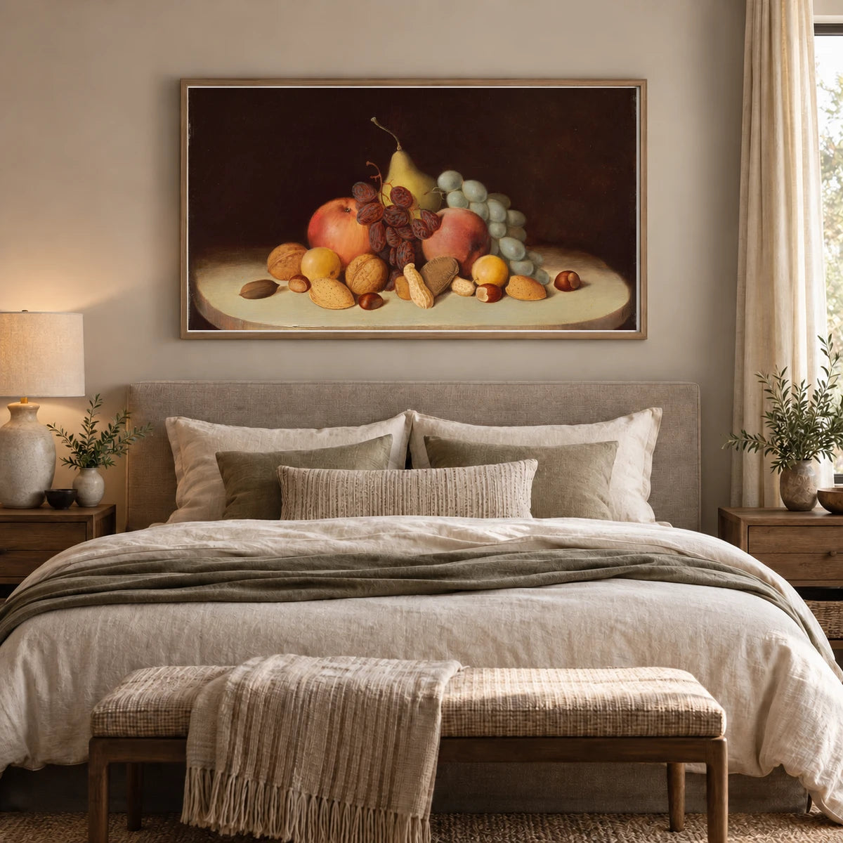 Still Life With Fruit And Nuts 2011.98.1 — Famous Paintings shown in a styled interior