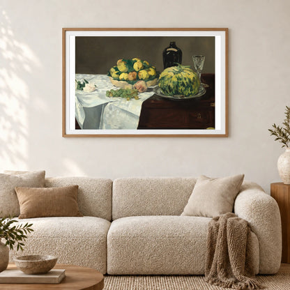Still Life With Melon And Peaches 1960.1.1 — Famous Paintings shown in a styled interior