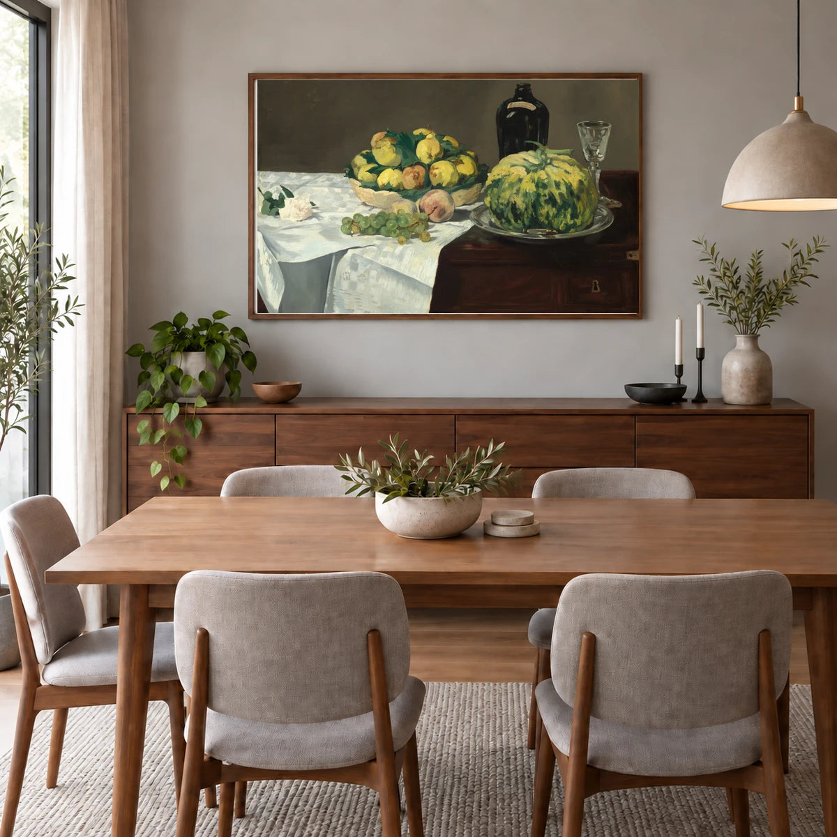 Still Life With Melon And Peaches 1960.1.1 — Famous Paintings shown in a styled interior