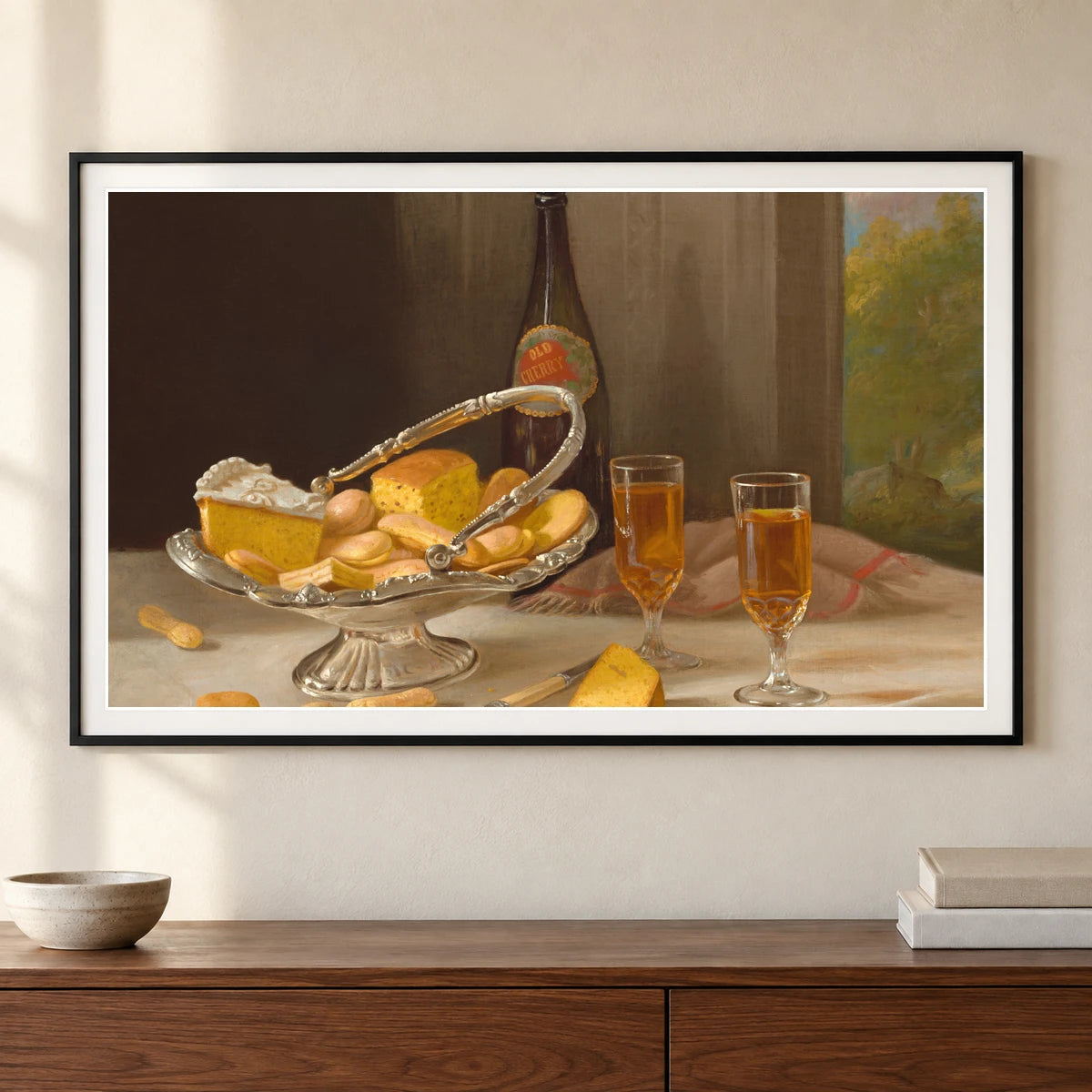 Still Life With Silver Cake Basket 2014.136.76 — Famous Paintings shown in a styled interior