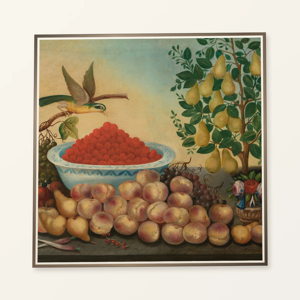 Still Life Fruit, Bird, And Dwarf Pear Tree 1980.62.2 — Famous Paintings famous paintings print by SaamCrafts