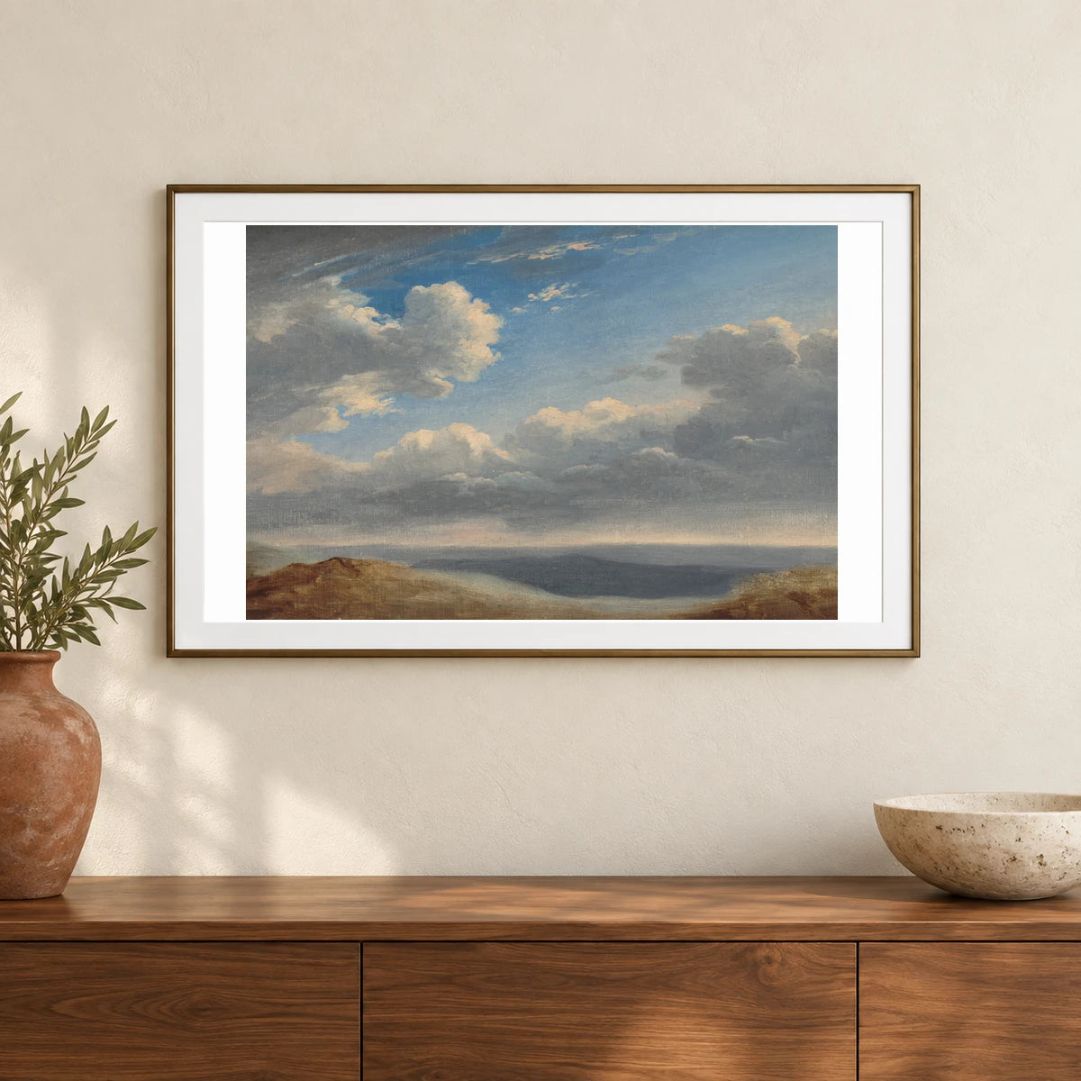 Study Of Clouds Over The Roman Campagna 1997.23.1 — Famous Paintings shown in a styled interior
