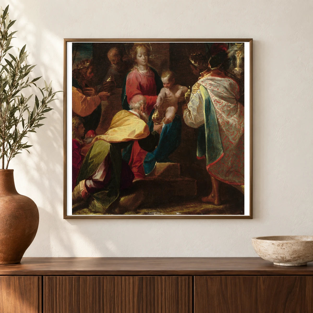 The Adoration Of The Magi 2016.87.1 — Famous Paintings shown in a styled interior