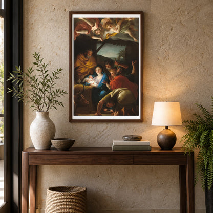 The Adoration Of The Shepherds 2014.136.114 — Famous Paintings shown in a styled interior