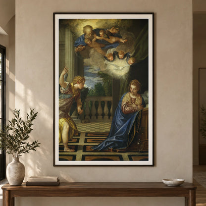 The Annunciation 1959.9.6 — Famous Paintings shown in a styled interior