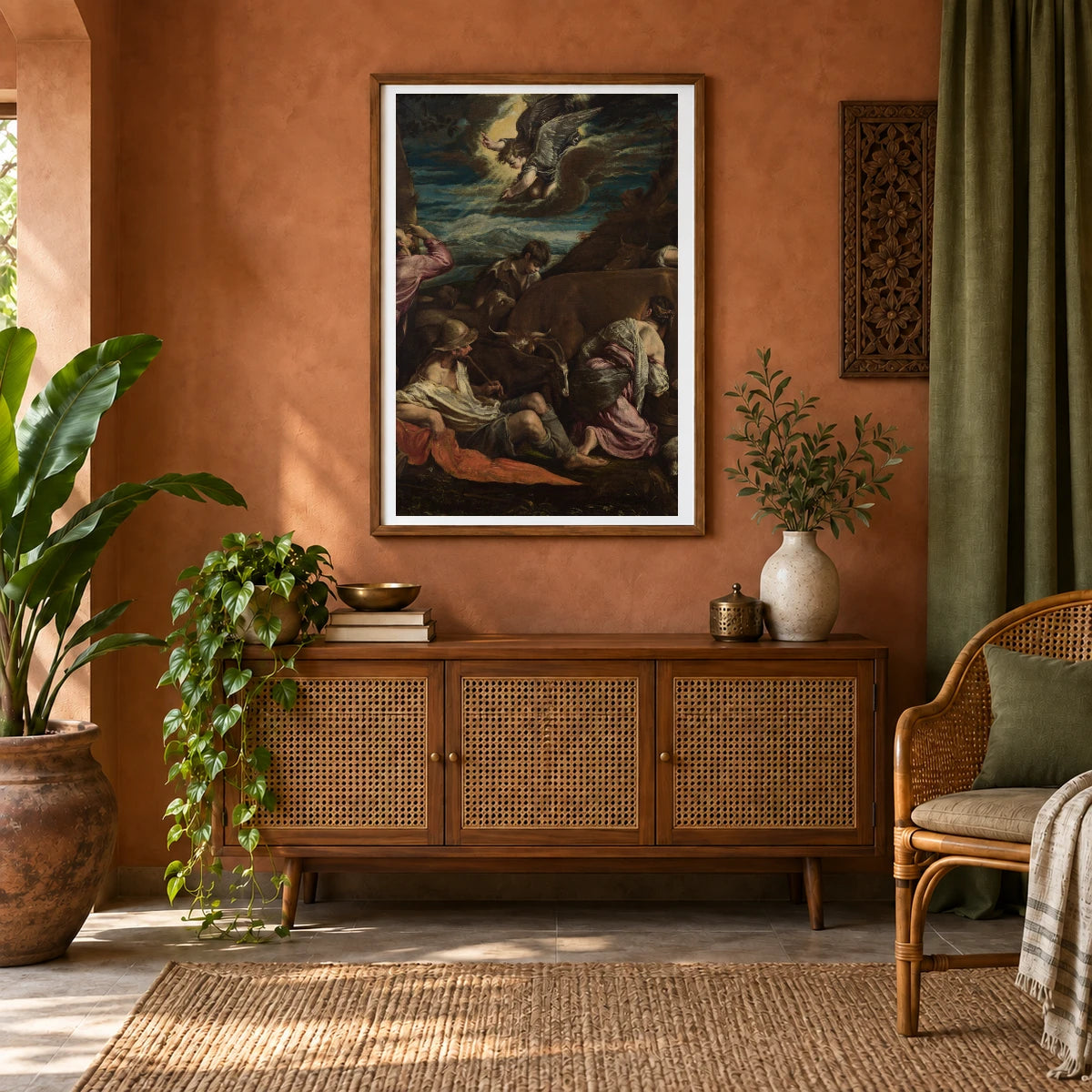 The Annunciation To The Shepherds 1939.1.126 — Famous Paintings shown in a styled interior