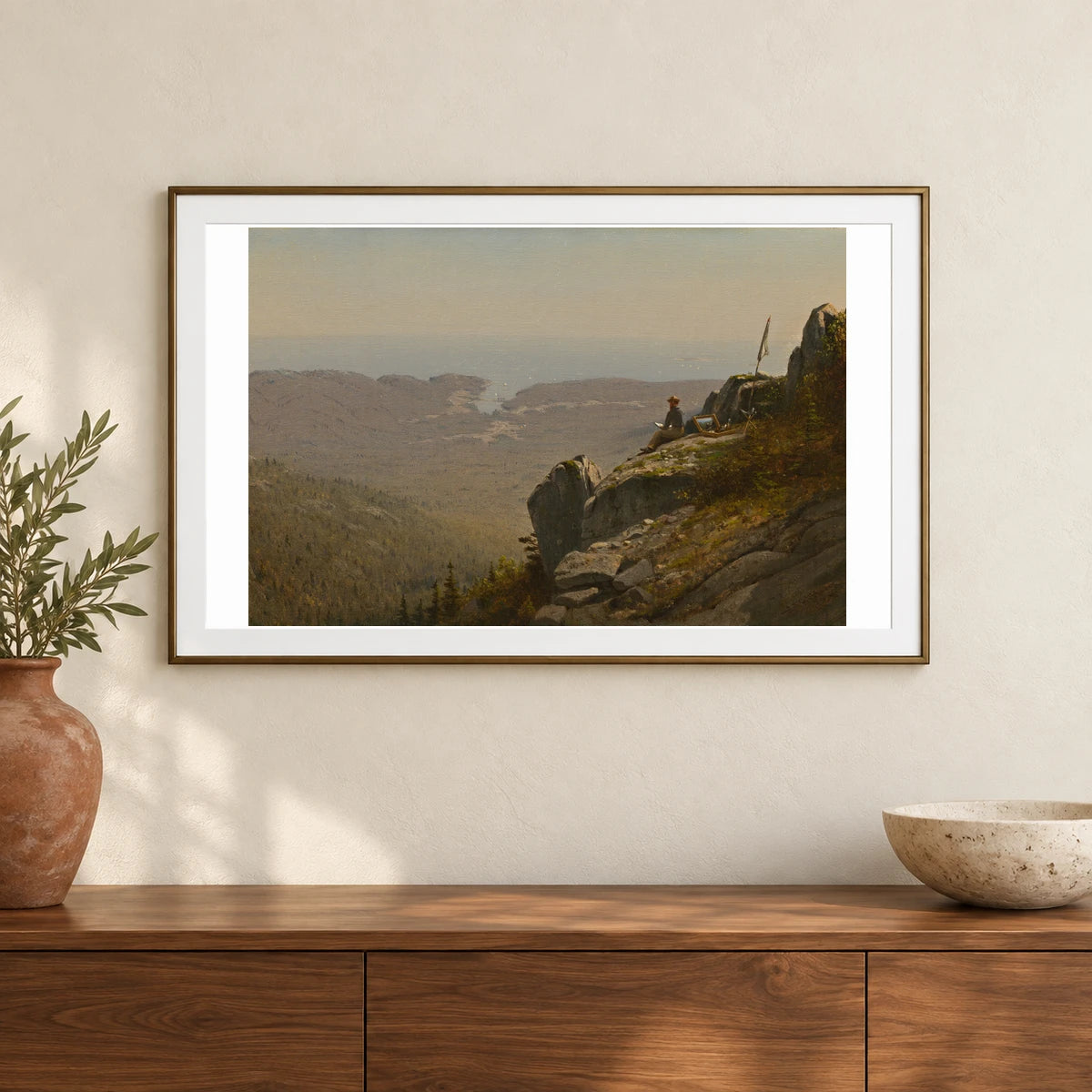 The Artist Sketching At Mount Desert, Maine 2004.99.1 — Famous Paintings shown in a styled interior