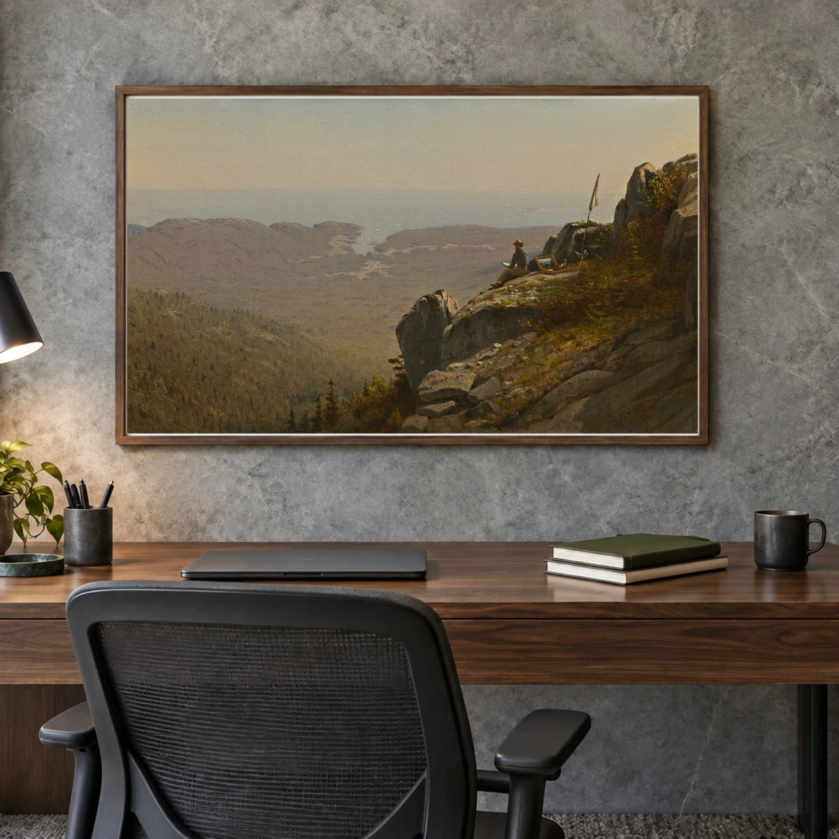 The Artist Sketching At Mount Desert, Maine 2004.99.1 — Famous Paintings shown in a styled interior