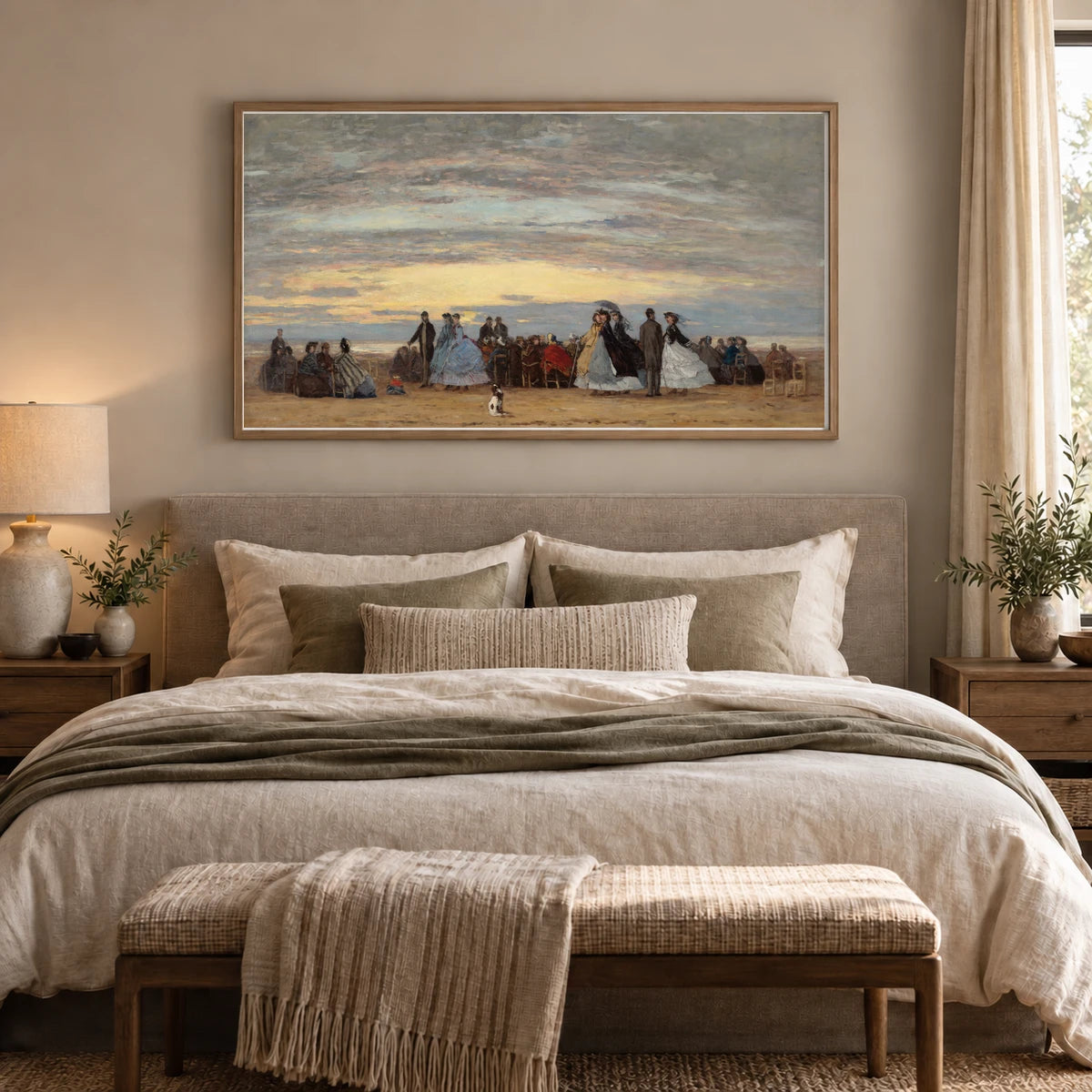 The Beach At Villerville 1963.10.4 — Famous Paintings shown in a styled interior