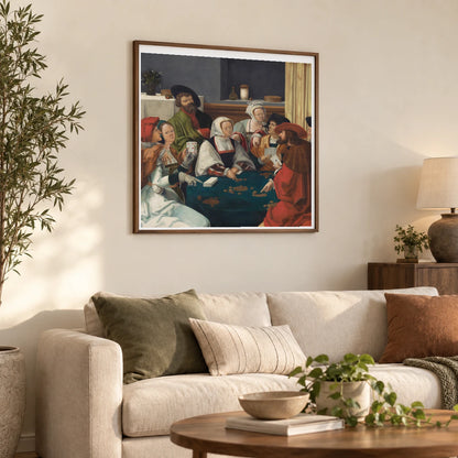 The Card Players 1961.9.27 — Famous Paintings shown in a styled interior