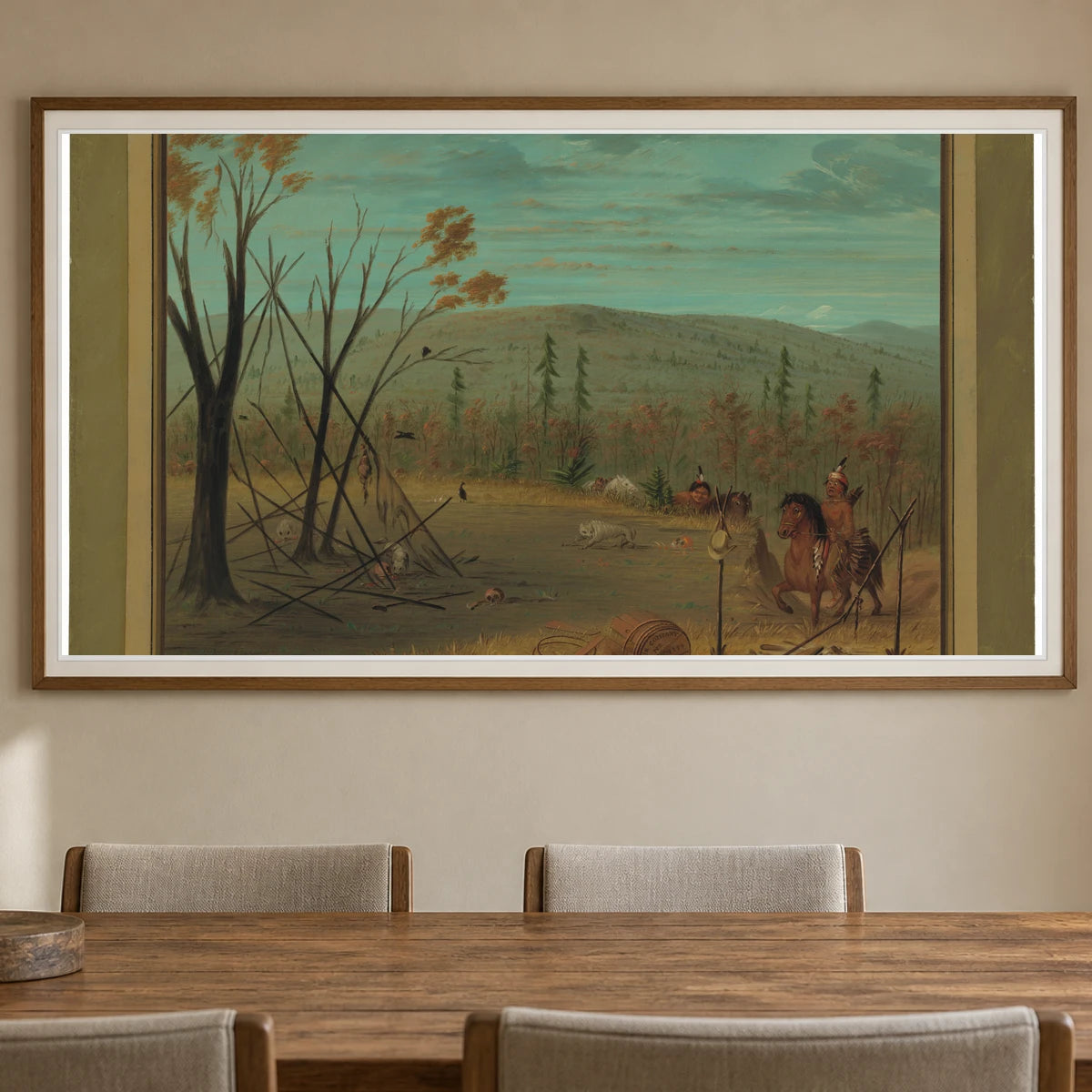 The Cheyenne Brothers Returning From Their Fall Hunt 1965.16.43 — Famous Paintings shown in a styled interior