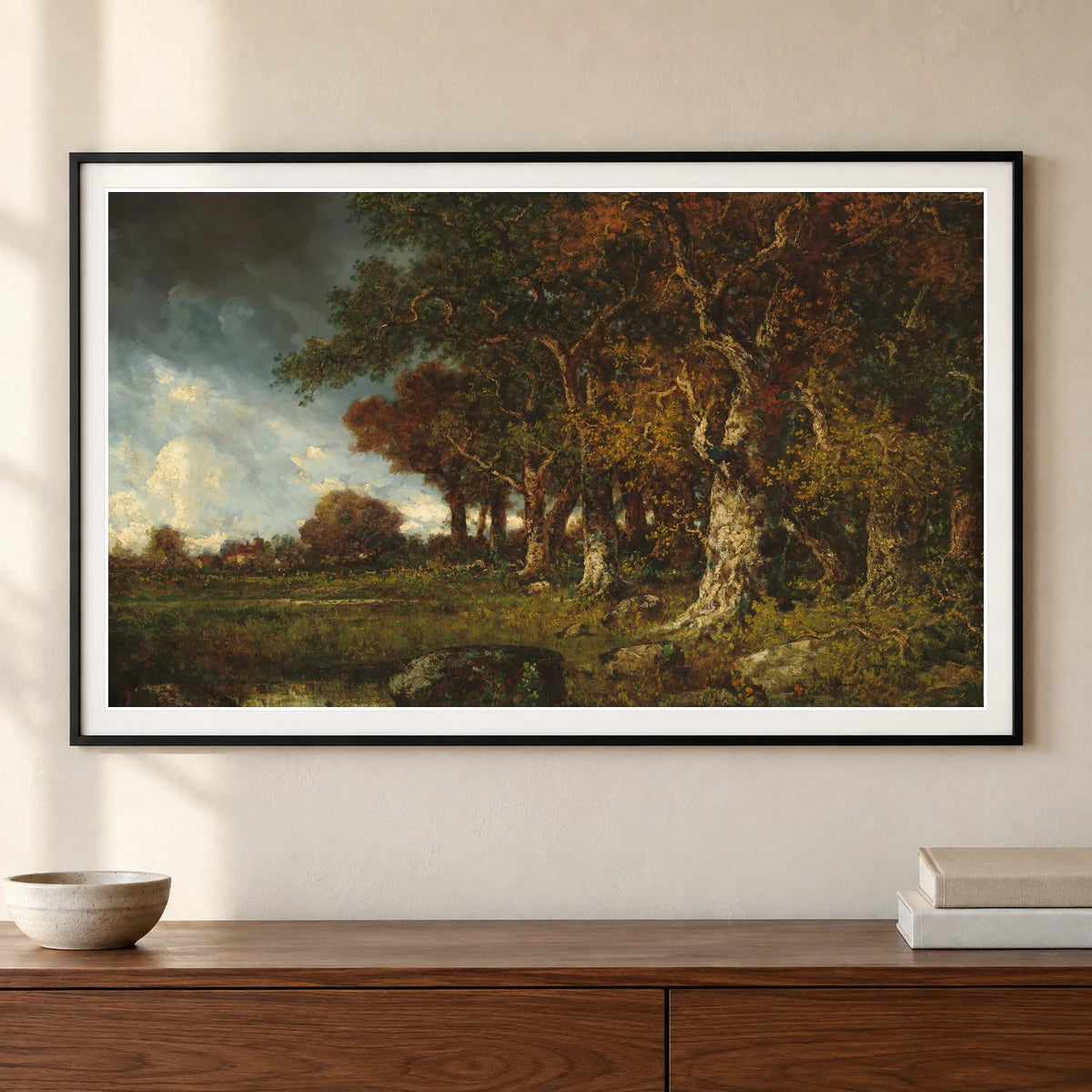 The Edge Of The Forest At Les Monts Girard, Fontainebleau 2000.37.1 — Famous Paintings shown in a styled interior