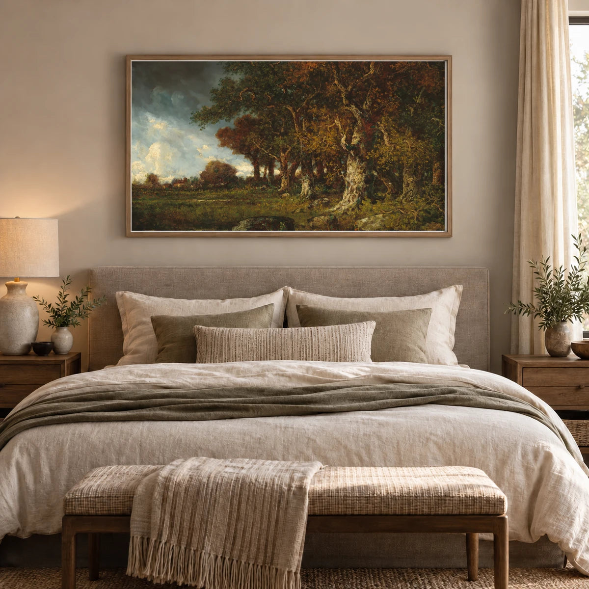 The Edge Of The Forest At Les Monts Girard, Fontainebleau 2000.37.1 — Famous Paintings shown in a styled interior