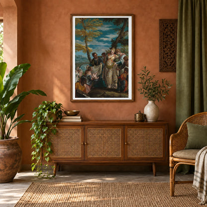 The Finding Of Moses 1937.1.38 — Famous Paintings shown in a styled interior
