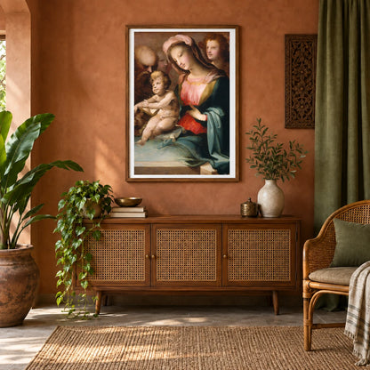 The Holy Family With Angels 1943.4.28 — Famous Paintings shown in a styled interior
