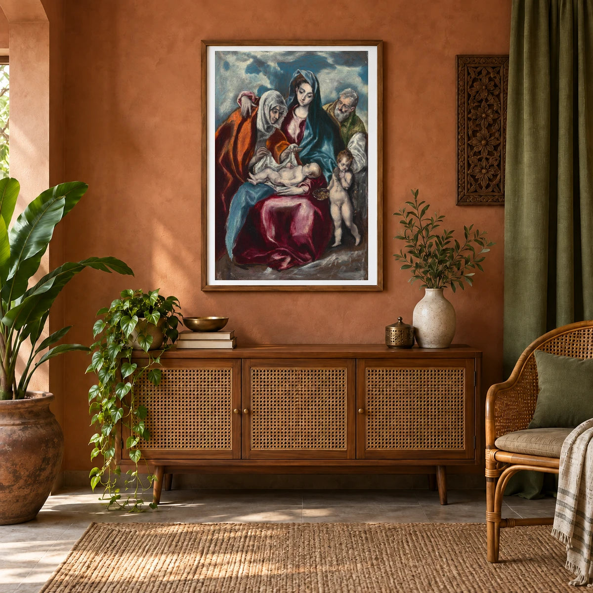 The Holy Family With Saint Anne And The Infant John The Baptist 1959.9.4 — Famous Paintings shown in a styled interior