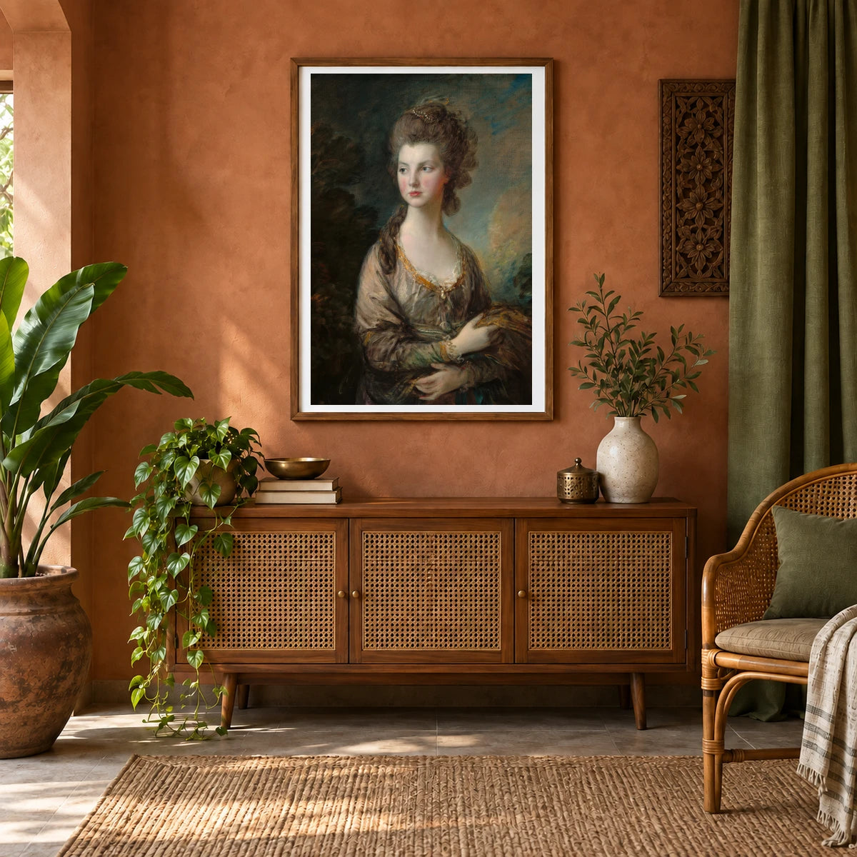 The Hon. Mrs. Thomas Graham 1942.9.21 — Famous Paintings shown in a styled interior