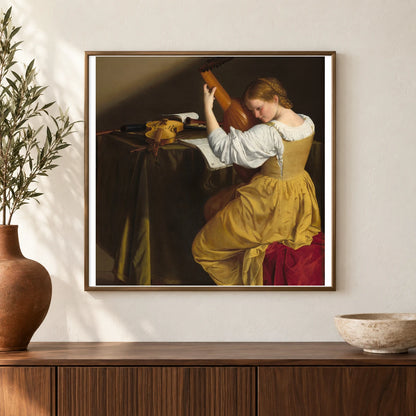 The Lute Player 1962.8.1 — Famous Paintings shown in a styled interior