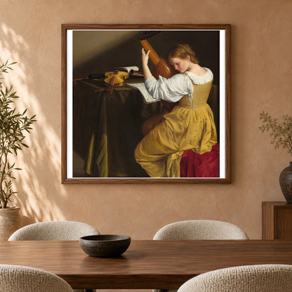 The Lute Player 1962.8.1 — Famous Paintings shown in a styled interior