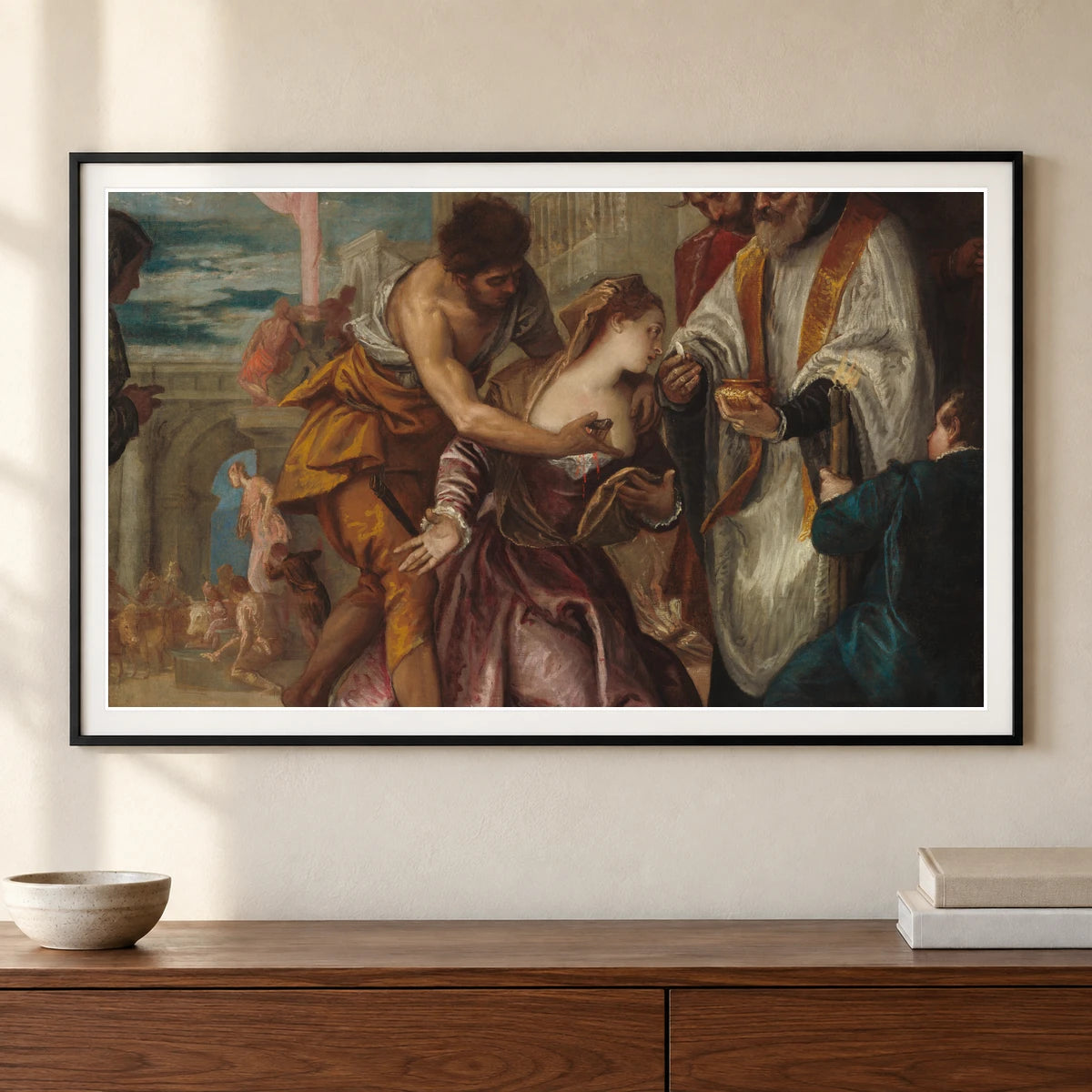 The Martyrdom And Last Communion Of Saint Lucy 1984.28.1 — Famous Paintings shown in a styled interior