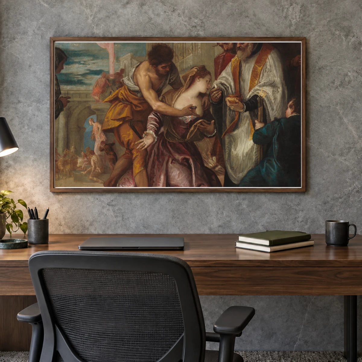 The Martyrdom And Last Communion Of Saint Lucy 1984.28.1 — Famous Paintings shown in a styled interior
