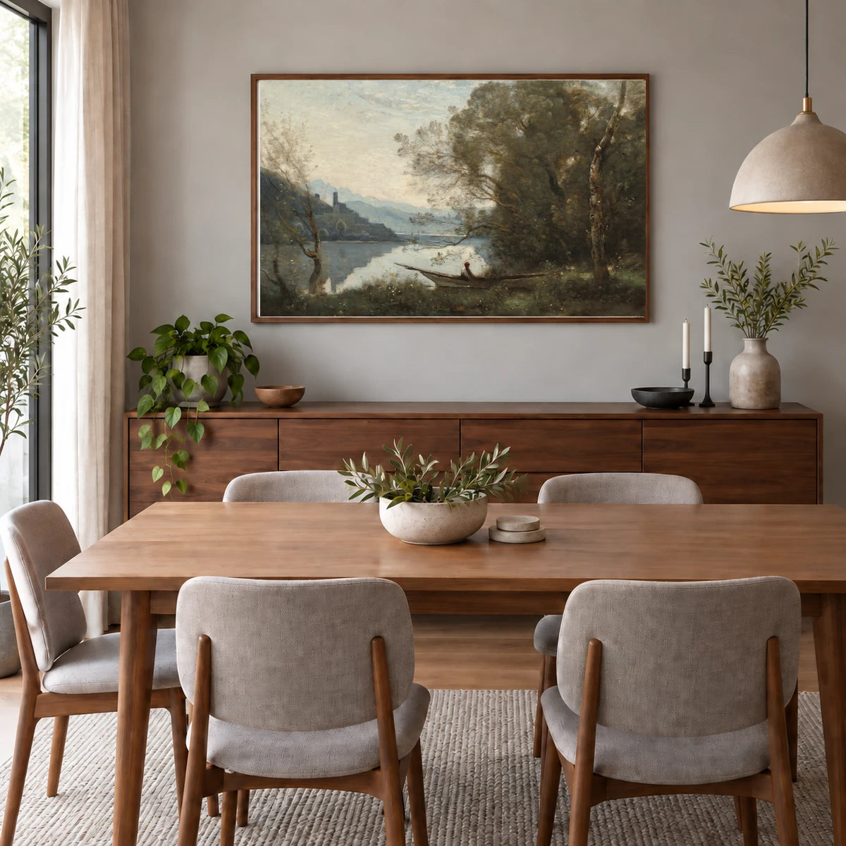 The Moored Boatman Souvenir Of An Italian Lake 2015.19.25 — Famous Paintings shown in a styled interior