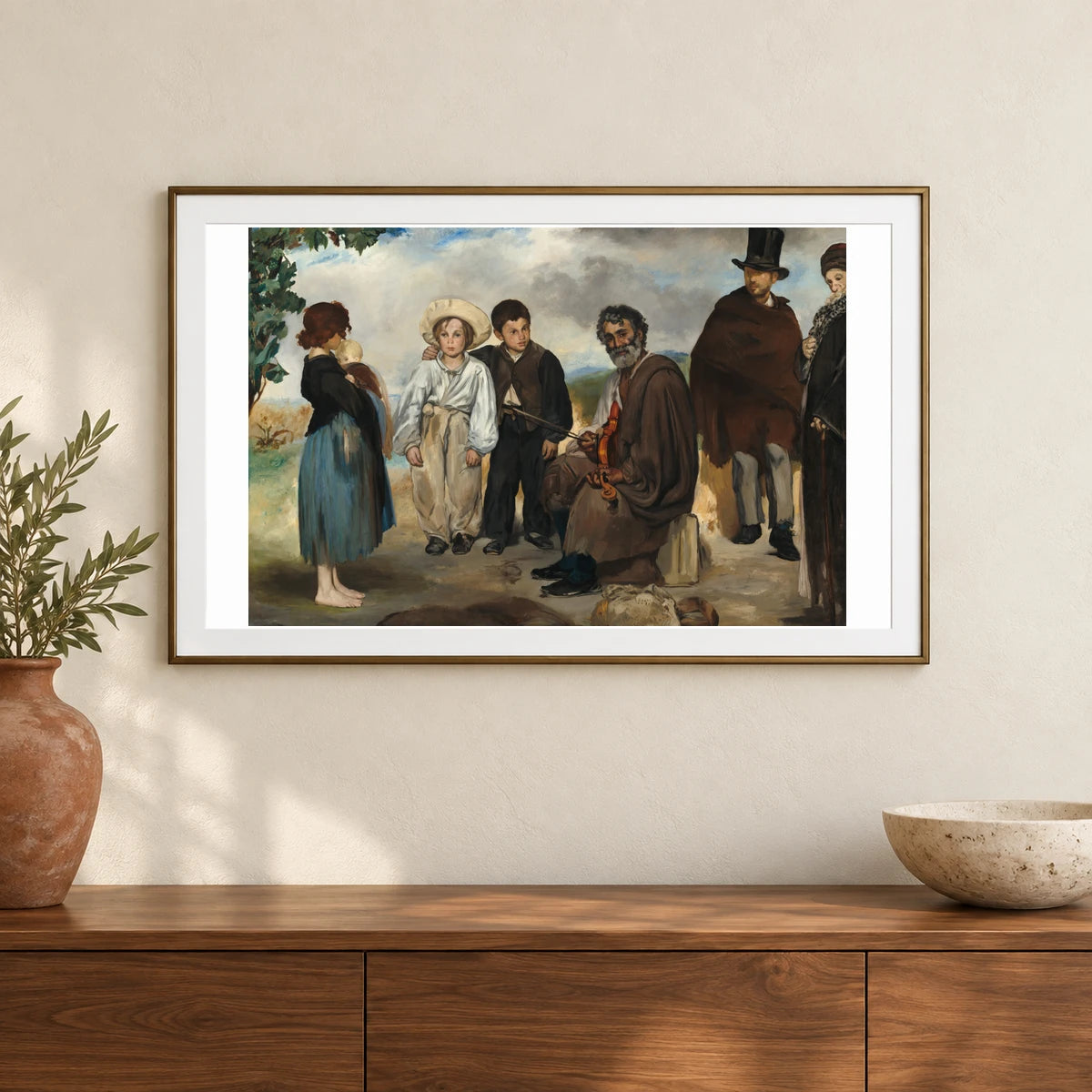 The Old Musician 1963.10.162 — Famous Paintings shown in a styled interior