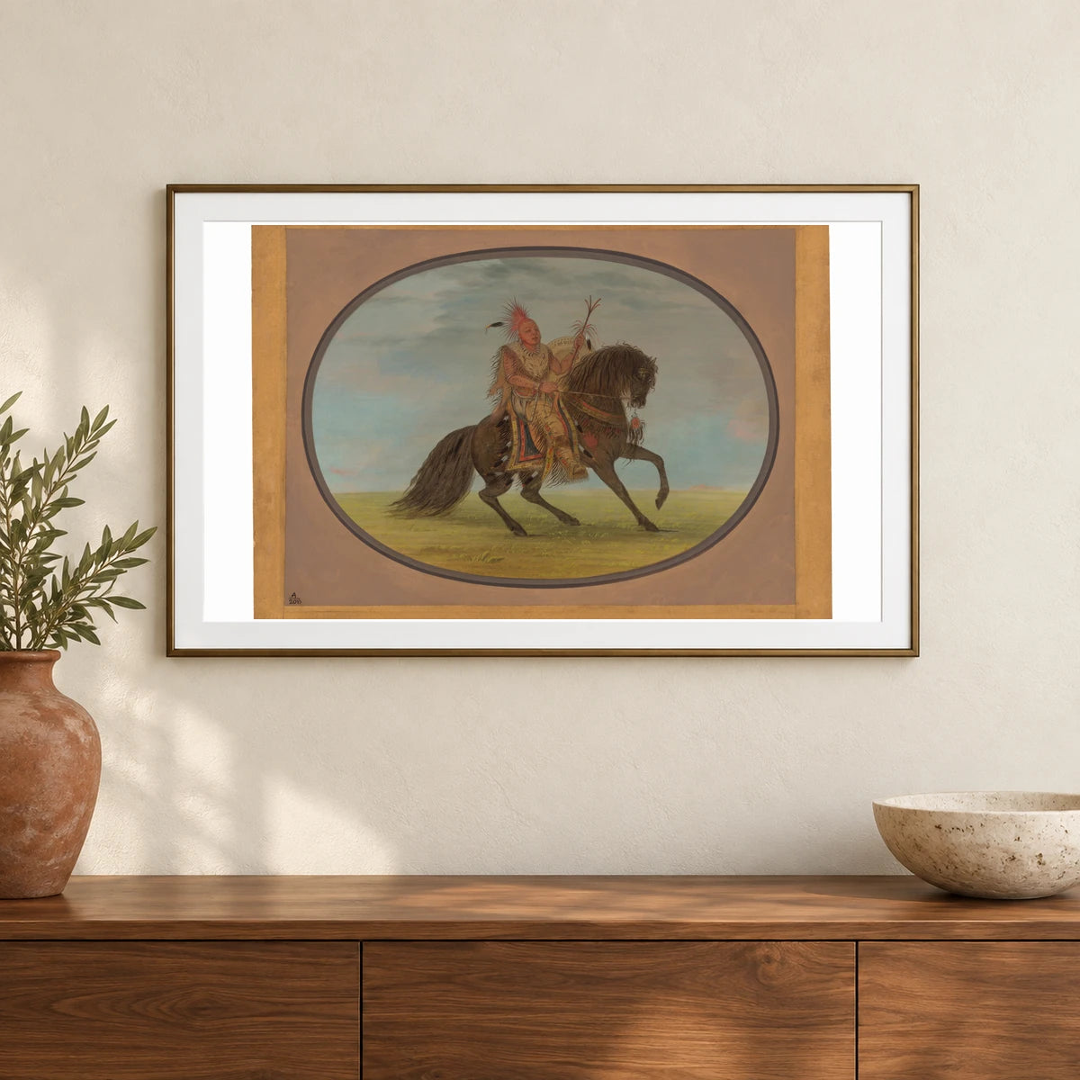 The Running Fox On A Fine Horse Saukie 1965.16.97 — Famous Paintings shown in a styled interior