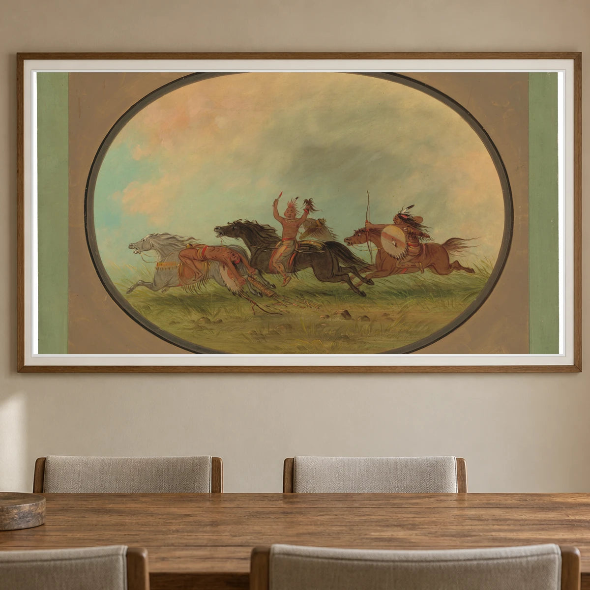The Scalper Scalped Pawnees And Cheyennes 1965.16.199 — Famous Paintings shown in a styled interior