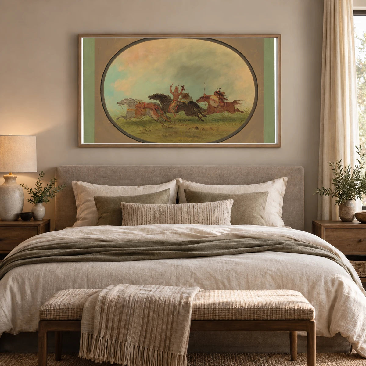 The Scalper Scalped Pawnees And Cheyennes 1965.16.199 — Famous Paintings shown in a styled interior