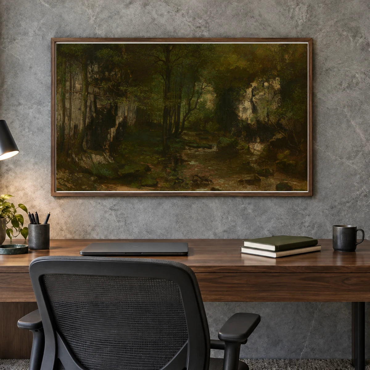 The Stream (le Ruisseau Du Puits Noir Vallee De La Loue) 1943.15.2 — Famous Paintings shown in a styled interior