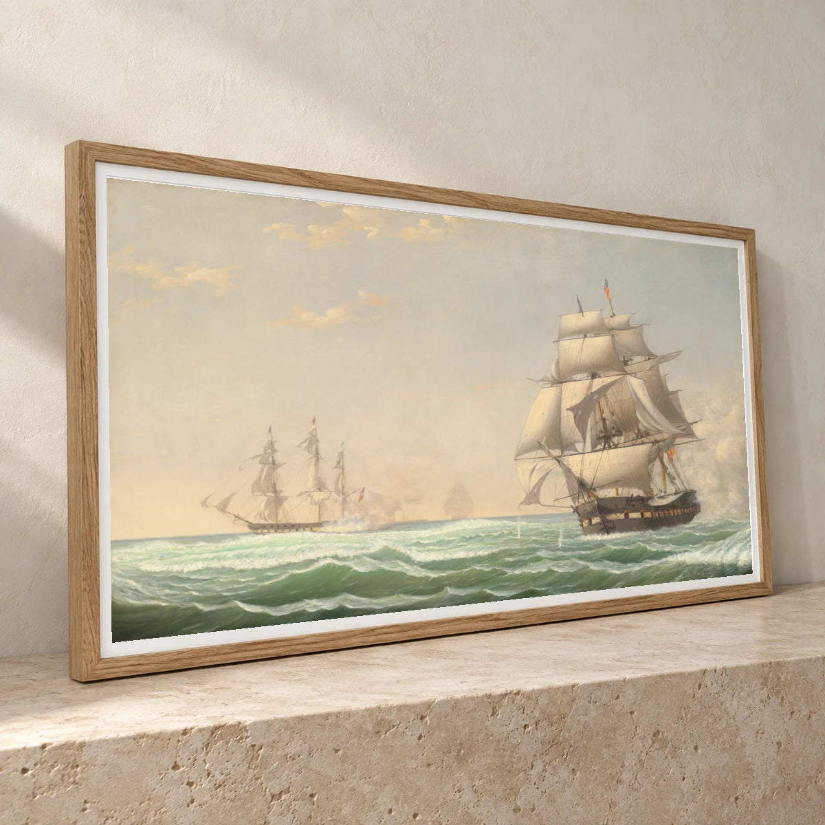 The United States Frigate President Engaging The British Squadron, 1815 2014.136.82 — Famous Paintings famous paintings print by SaamCrafts