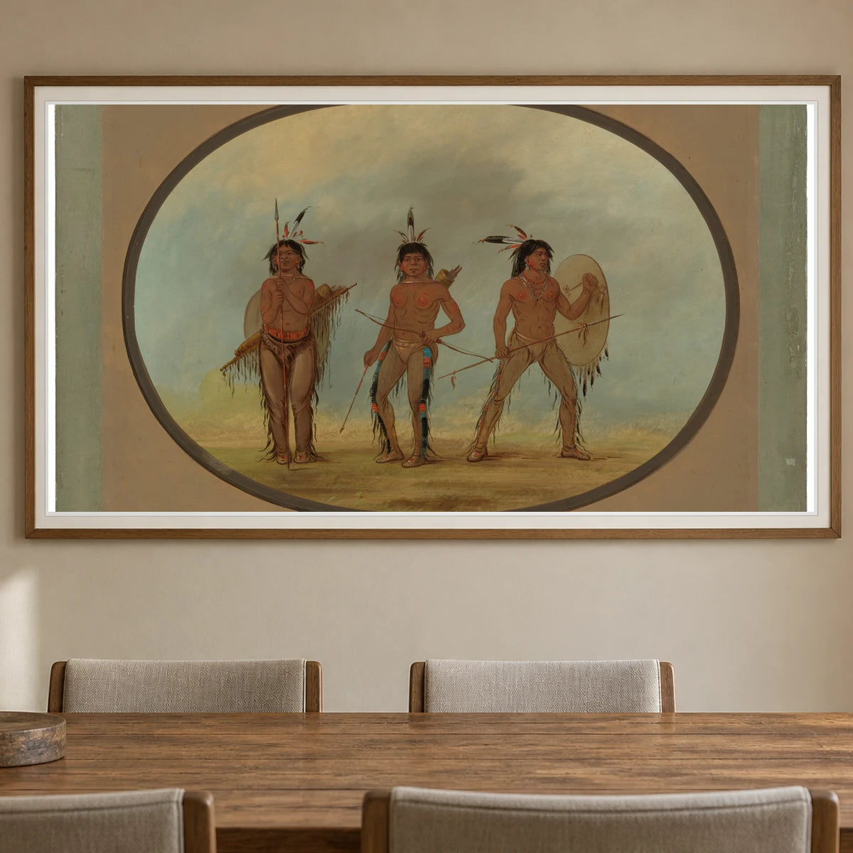 Three Cheyenne Warriors 1965.16.37 — Famous Paintings shown in a styled interior