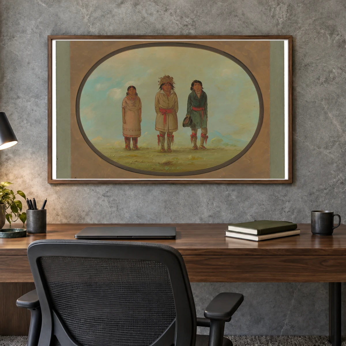 Three Creek Indians 1965.16.115 — Famous Paintings shown in a styled interior