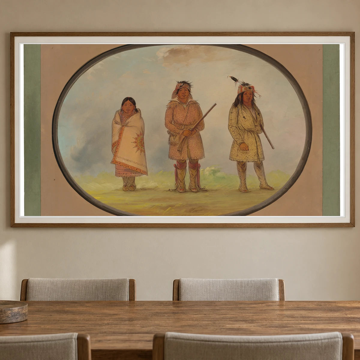 Three Delaware Indians 1965.16.114 — Famous Paintings shown in a styled interior