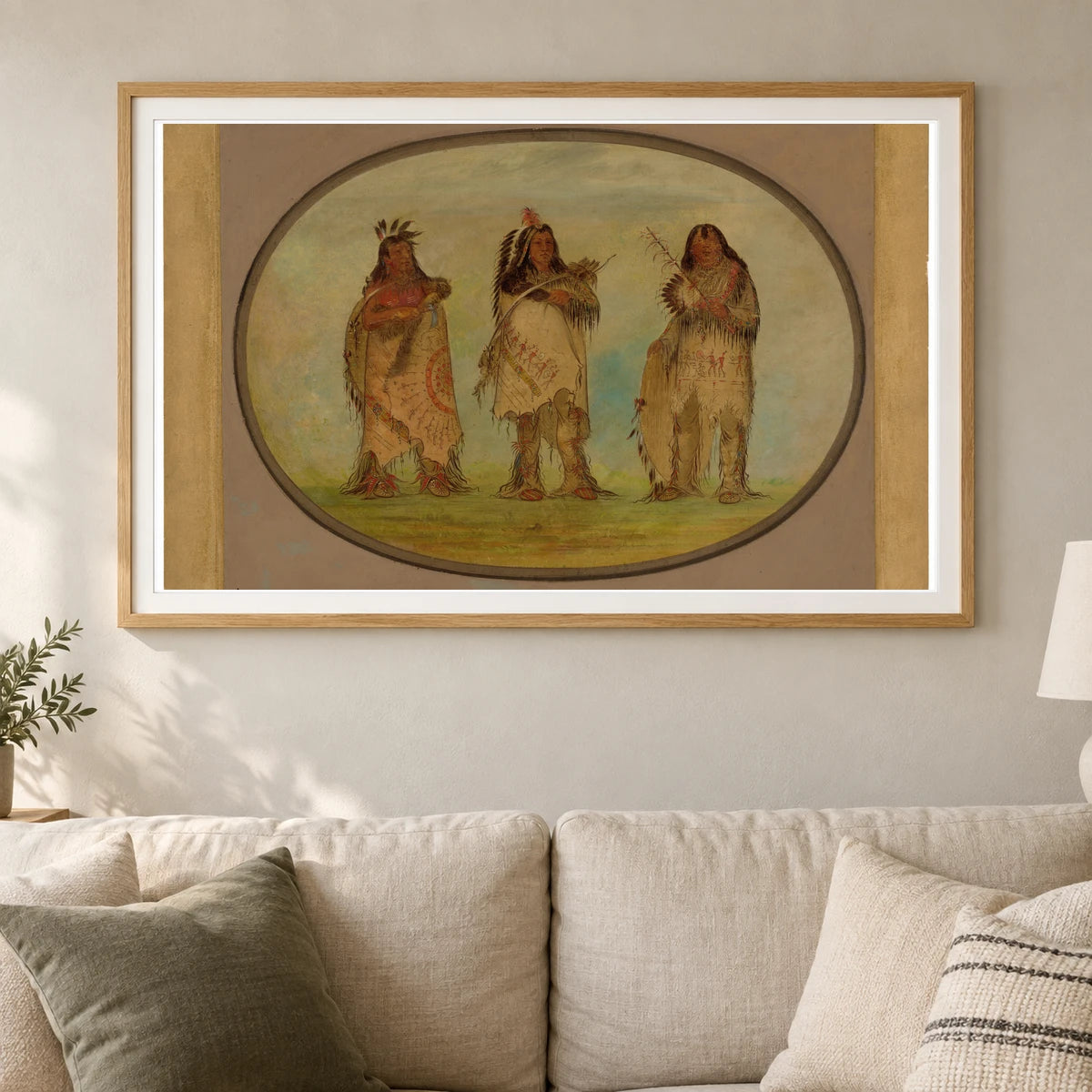 Three Distinguished Warriors Of The Sioux Tribe 1965.16.1 — Famous Paintings shown in a styled interior