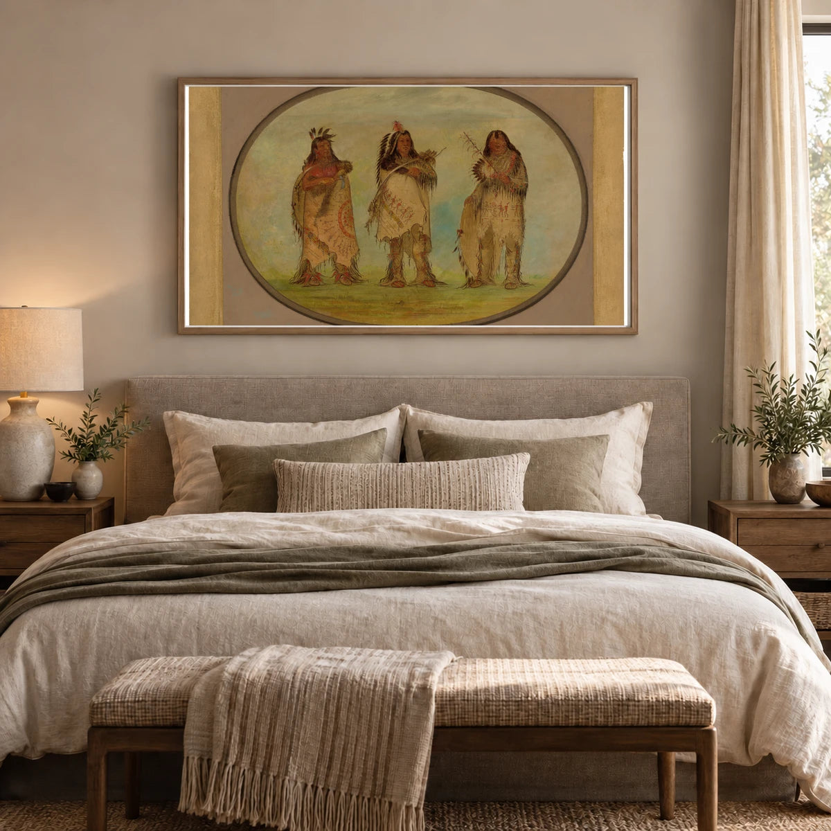Three Distinguished Warriors Of The Sioux Tribe 1965.16.1 — Famous Paintings shown in a styled interior