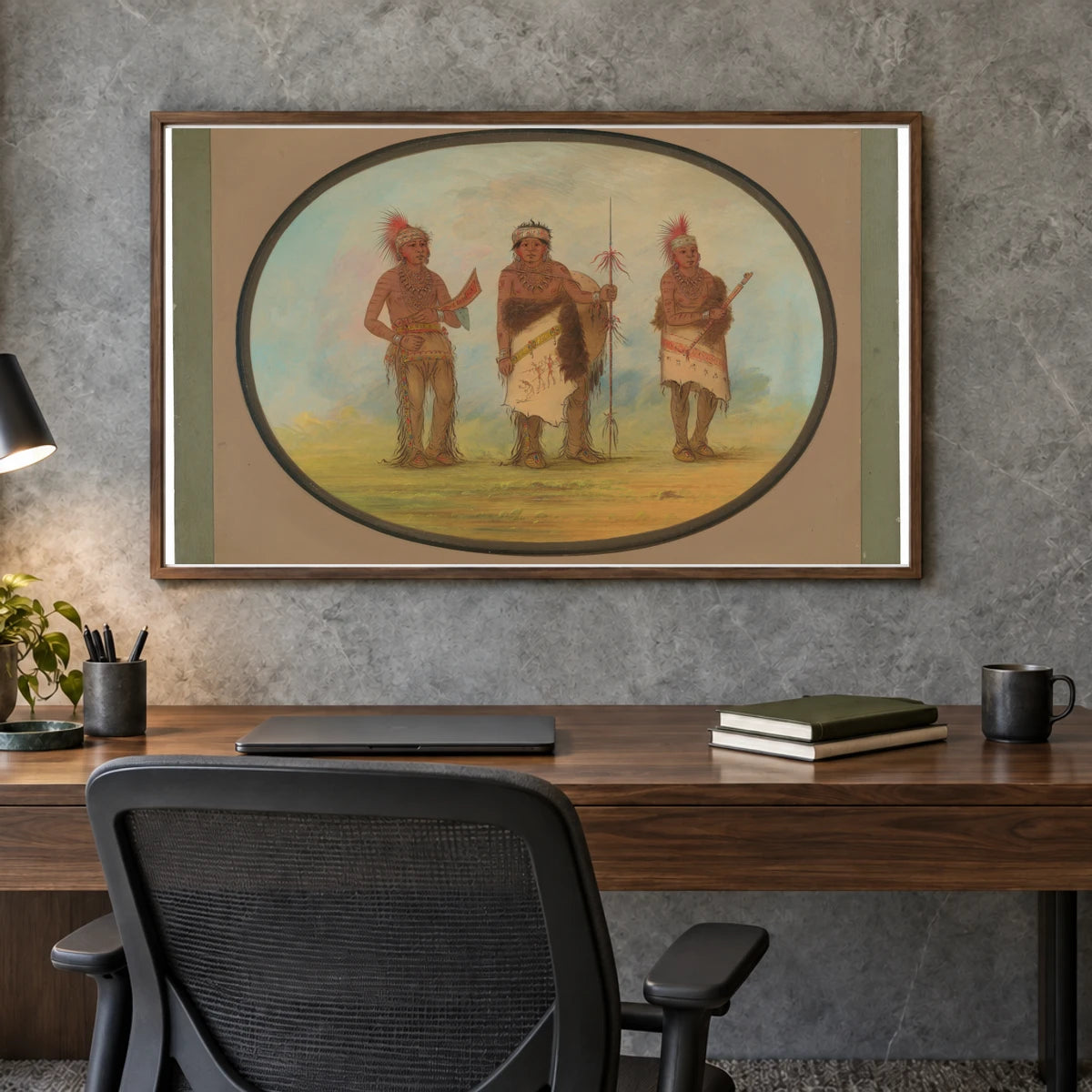 Three Iowa Indians 1965.16.88 — Famous Paintings shown in a styled interior