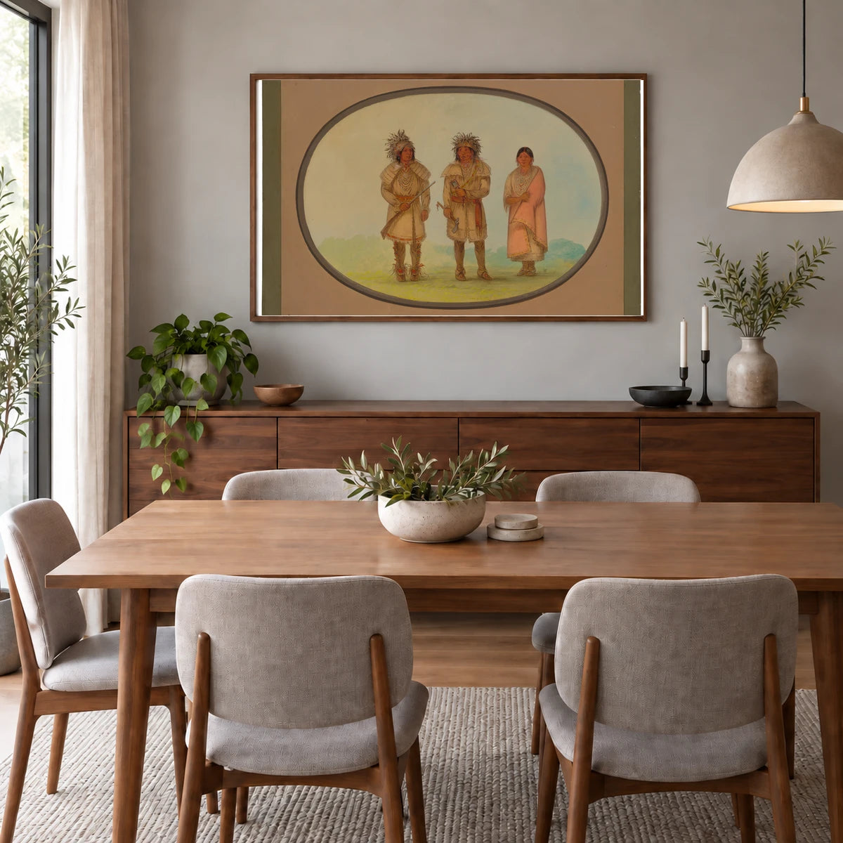 Three Peoria Indians 1965.16.109 — Famous Paintings shown in a styled interior