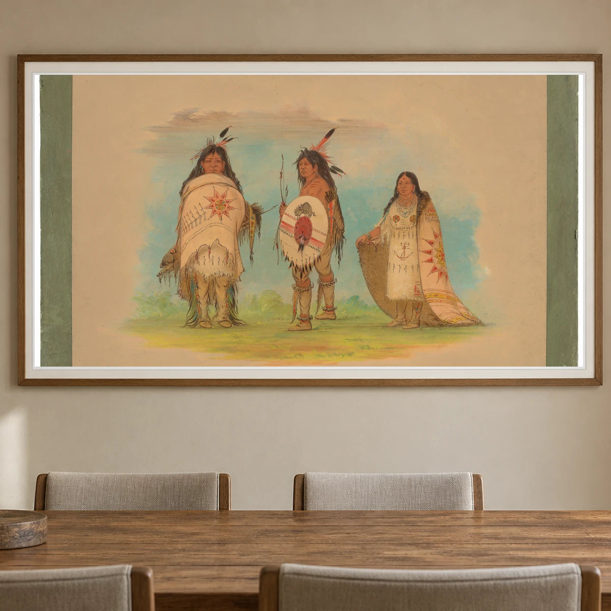 Three Riccarree Indians 1965.16.90 — Famous Paintings shown in a styled interior