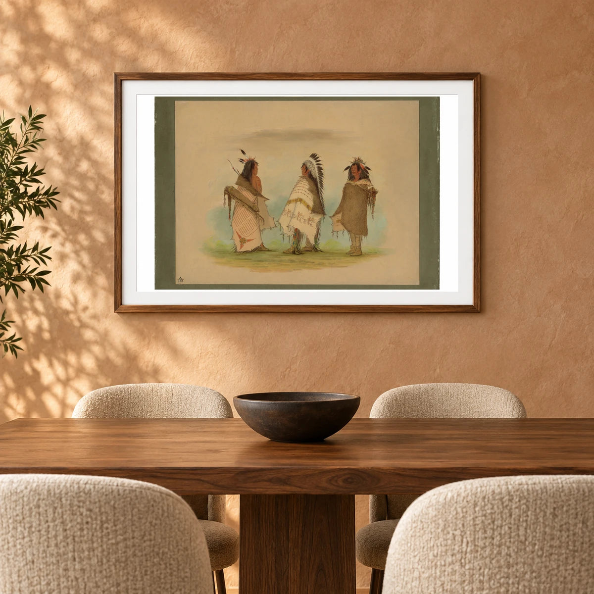 Three Shoshonee Warriors 1965.16.57 — Famous Paintings shown in a styled interior