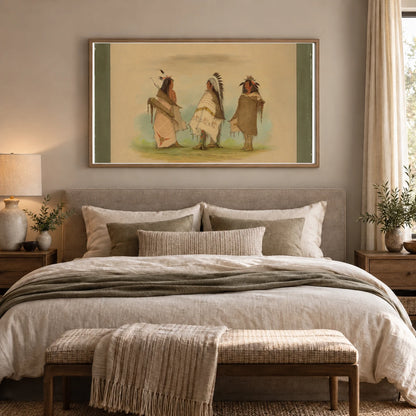 Three Shoshonee Warriors 1965.16.57 — Famous Paintings shown in a styled interior