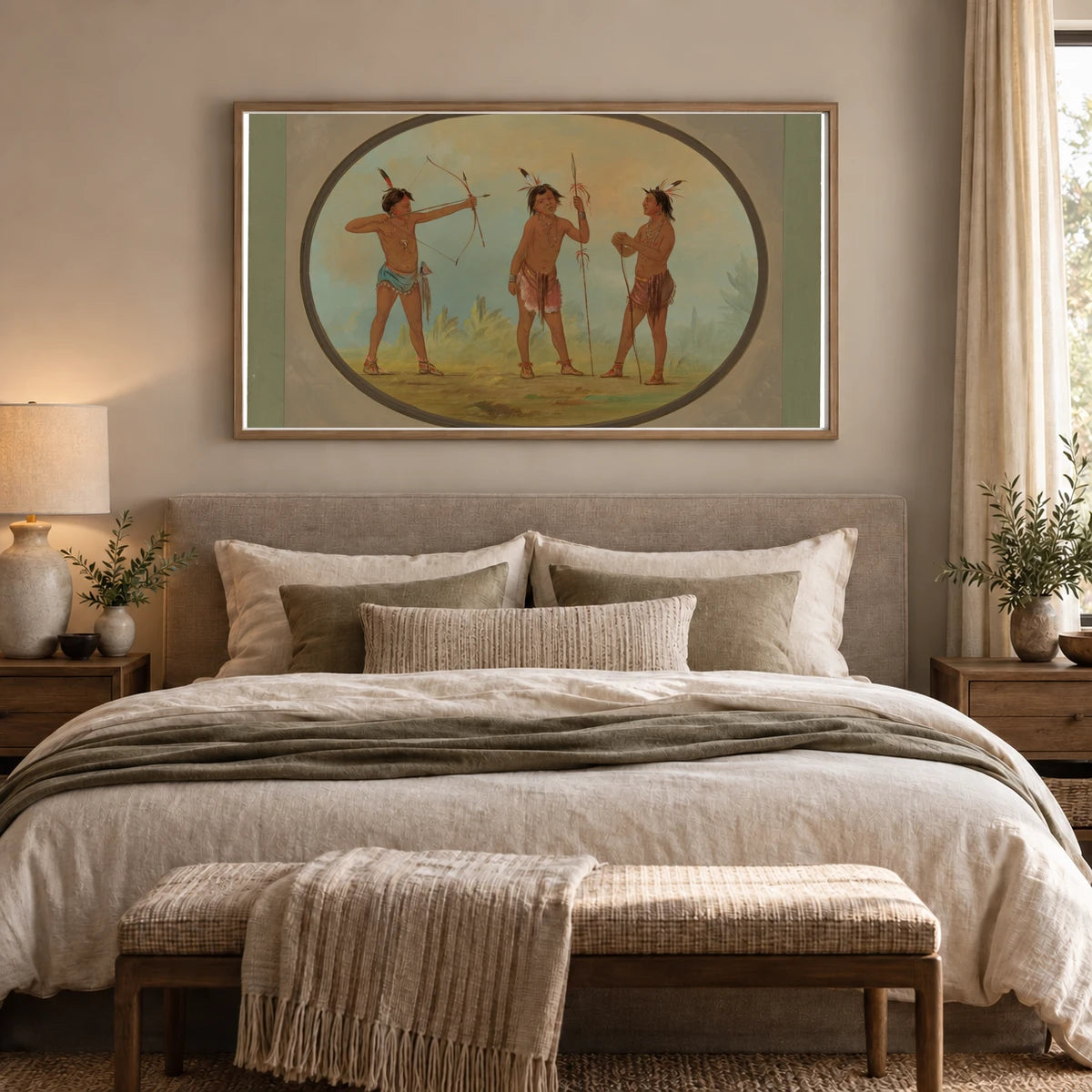 Three Shoshonee Warriors Armed For War 1965.16.58 — Famous Paintings shown in a styled interior