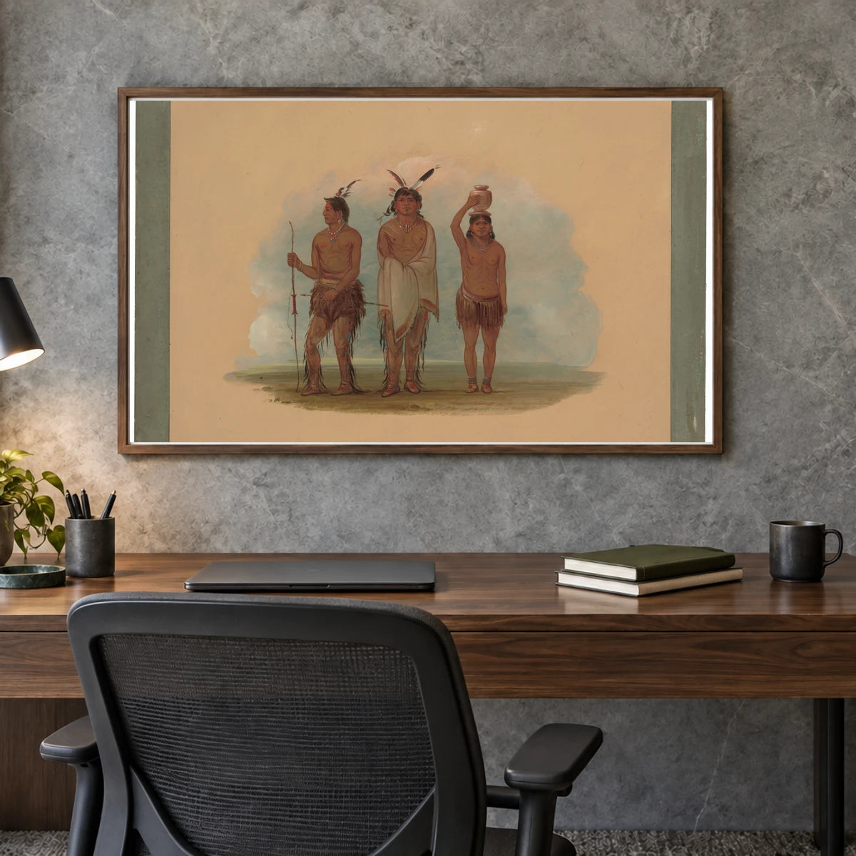 Three Walla Walla Indians 1965.16.159 — Famous Paintings shown in a styled interior