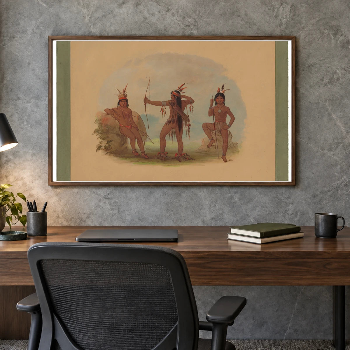 Three Woyaway Indians 1965.16.223 — Famous Paintings shown in a styled interior