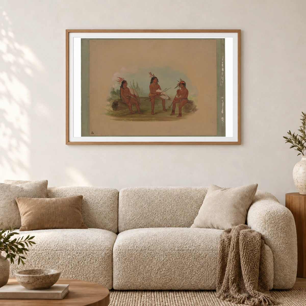 Three Young Chinook Men 1965.16.156 — Famous Paintings shown in a styled interior