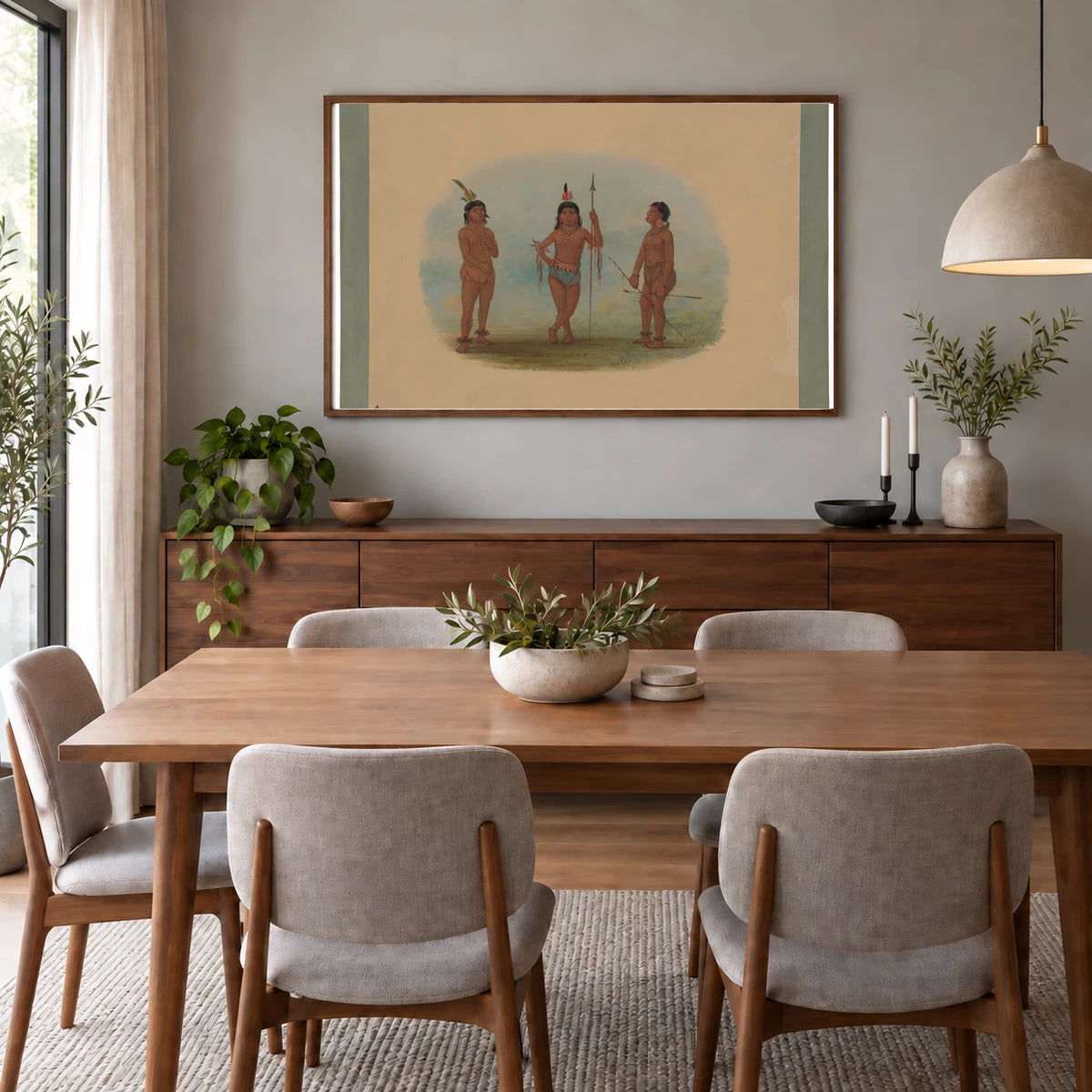 Three Young Tobos Men 1965.16.253 — Famous Paintings shown in a styled interior